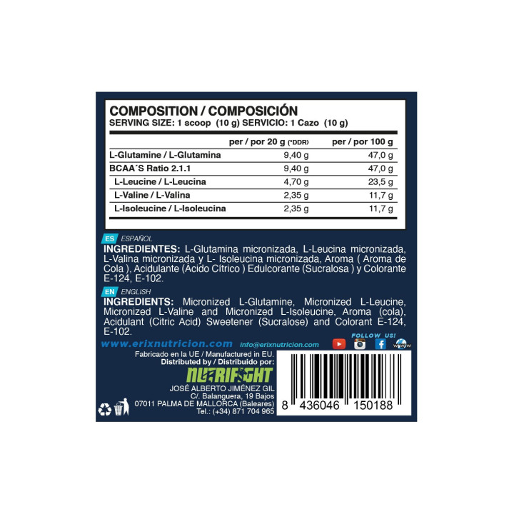 BCAA + Glutamina 500g Sabor Limón